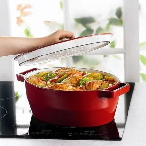 Pyrex Castiron Casserole Oval Red 33cm 5.80Lt