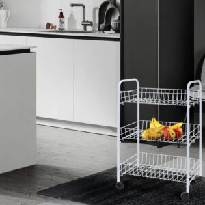 Kitchen Trolley with 3 Baskets White