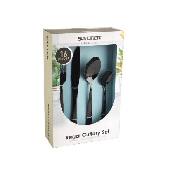 Salter 16 Pcs Regal Black Cutlery Set - Image 5