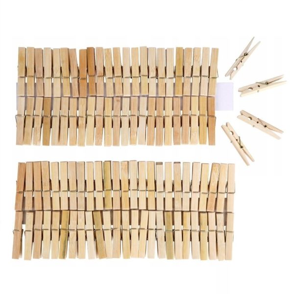 Bamboo Clothes Pegs 100Pcs - Image 2