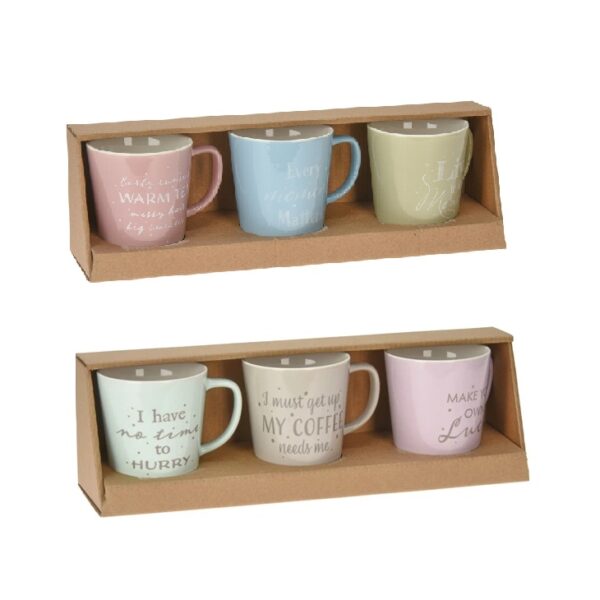 Mug Porcelain 330ml Set 3 Pcs (2 Colours) - Image 3