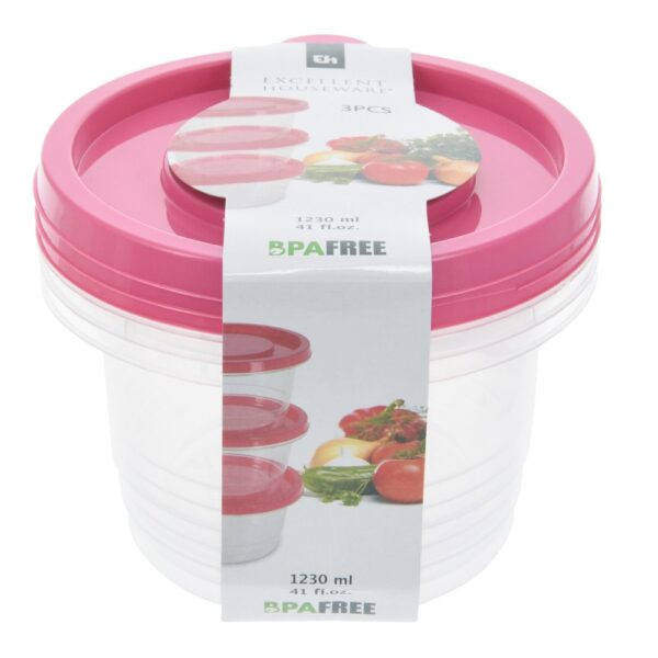 Storage Round Boxes Set 3 Pcs 1230ml - Image 3