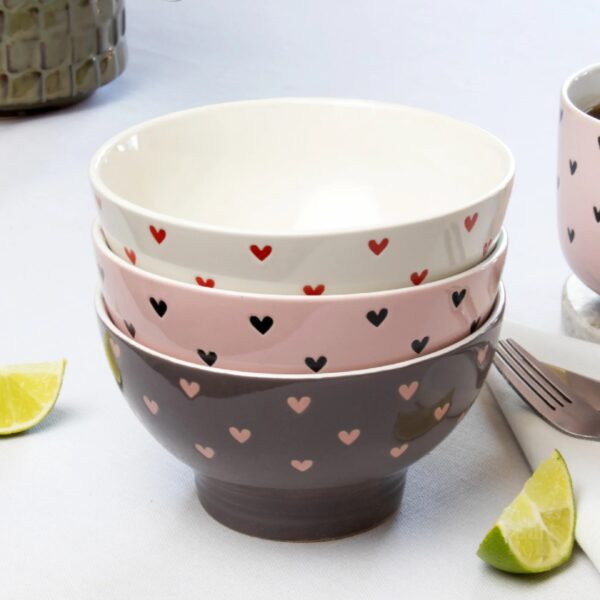 Hearts Stoneware Bowl 450ml (3 Colours) - Image 2