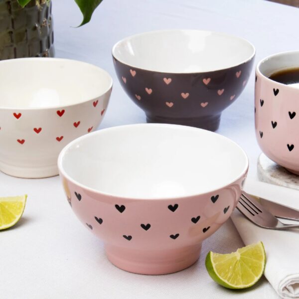 Hearts Stoneware Bowl 450ml (3 Colours) - Image 6