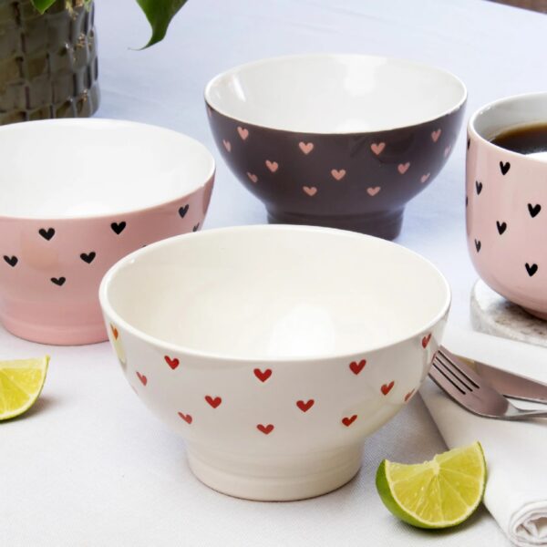 Hearts Stoneware Bowl 450ml (3 Colours) - Image 5