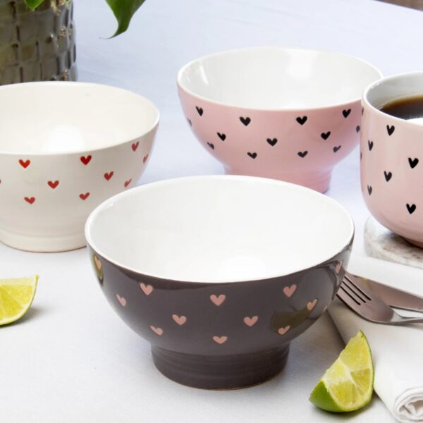 Hearts Stoneware Bowl 450ml (3 Colours) - Image 4