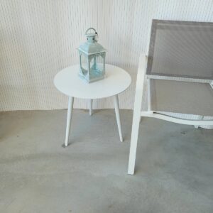 Syros 50cm Round Side Table White