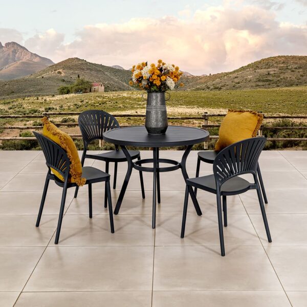 Passeri Round Bistro Table 90cm & 4 Chairs Grey