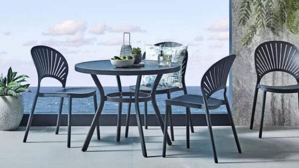 Passeri Round Bistro Table 90cm & 4 Chairs Grey - Image 3