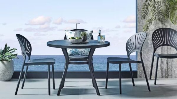 Passeri Round Bistro Table 90cm & 4 Chairs Grey - Image 4