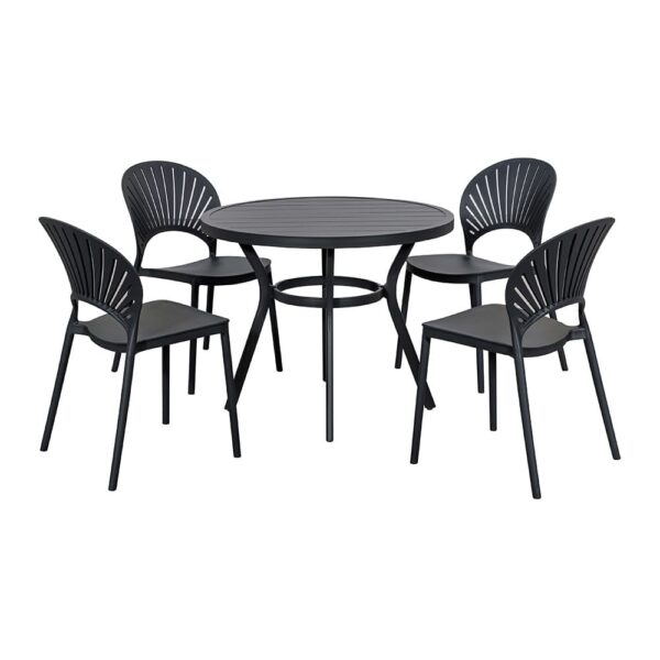 Passeri Round Bistro Table 90cm & 4 Chairs Grey - Image 5
