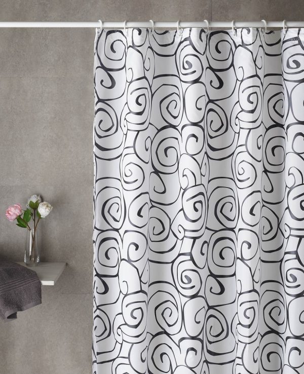 Shower Curtain White/Black 180x200cm
