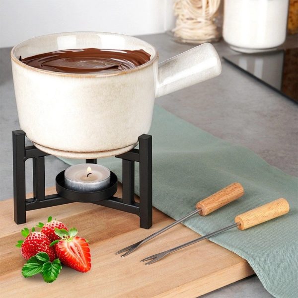 Fondue Set Porcelain with Forks