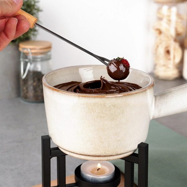Fondue Set Porcelain with Forks - Image 2