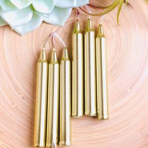 Mini Metallic Candles 10cm 10 Pcs