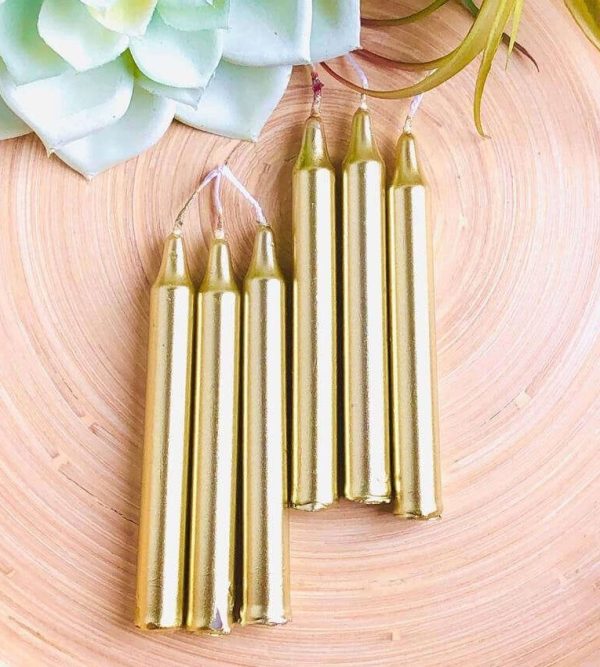 Mini Metallic Candles 10cm 10 Pcs