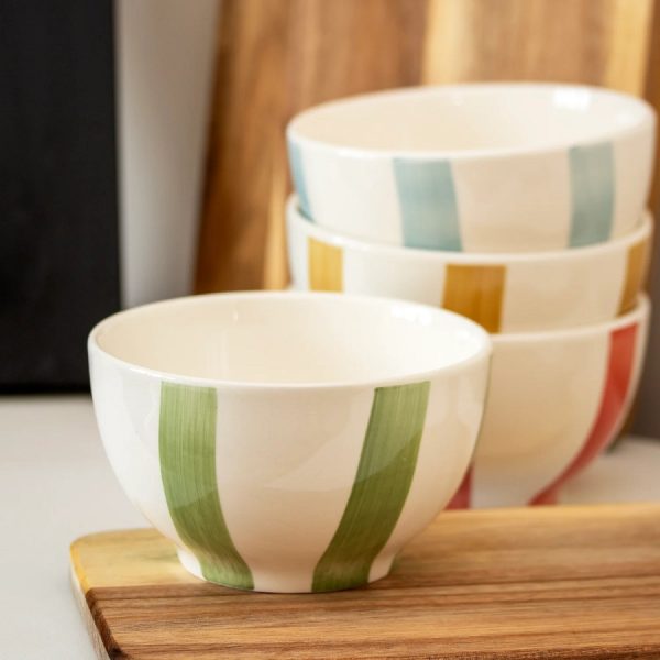 Striped Stoneware Bowl 14cm (4 Colours) - Image 2