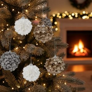 Xmas Hanging Pinecone Ball 8cm