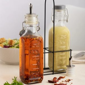 Kilner Oil Bottles Set 2 Pcs in Metal Rack 0.30Lt