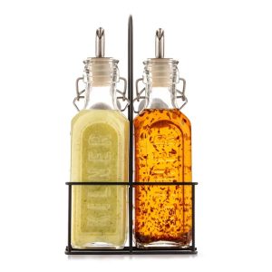 Kilner Oil Bottles Set 2 Pcs in Metal Rack 0.30Lt