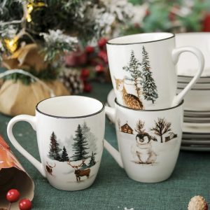 Xmas Greenwood Porcelain Mug 320ml (3 Designs)