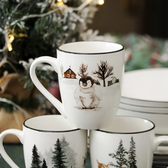 Xmas Greenwood Porcelain Mug 320ml (3 Designs) - Image 2