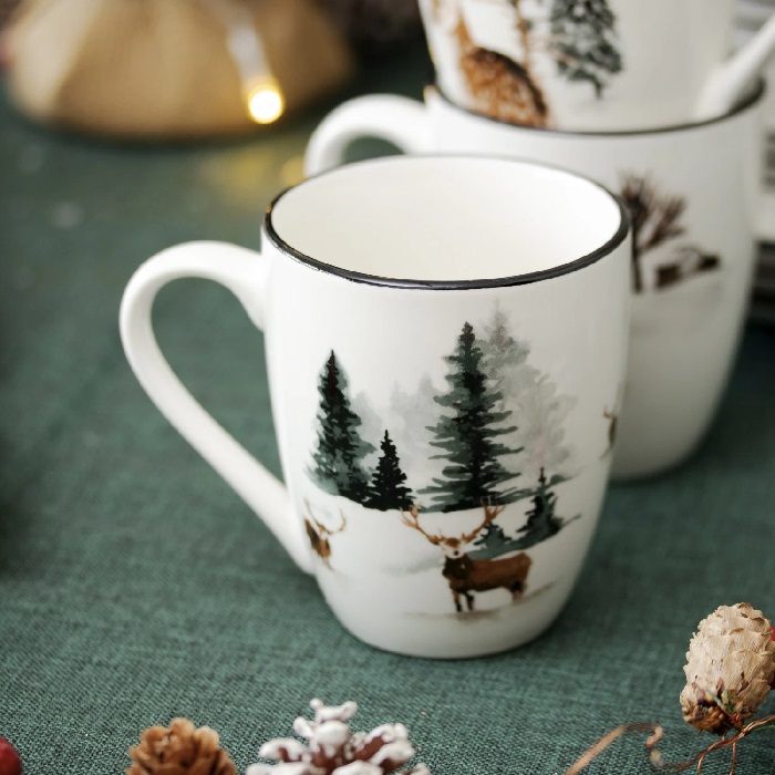 Xmas Greenwood Porcelain Mug 320ml (3 Designs) - Image 5