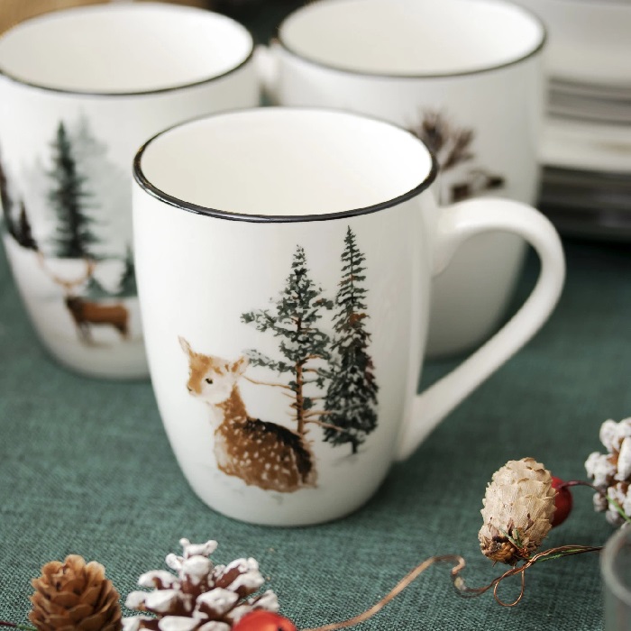 Xmas Greenwood Porcelain Mug 320ml (3 Designs) - Image 4