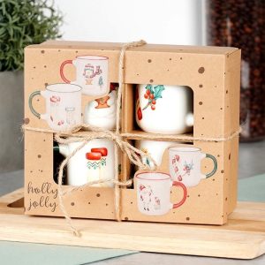 Xmas Porcelain Mugs 200ml 4 Pcs