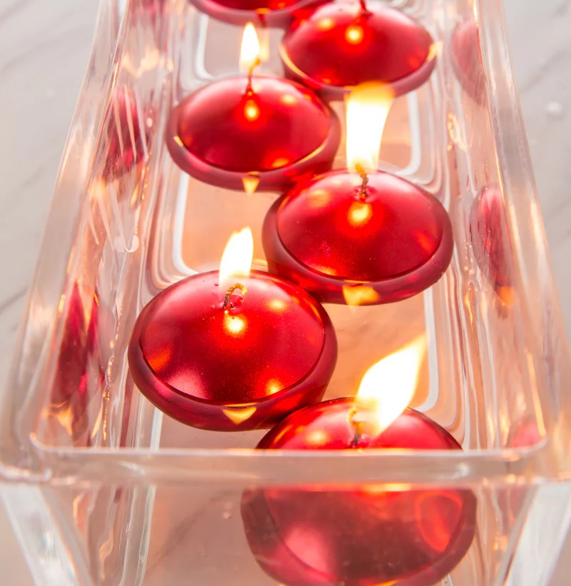 Floating Candle Set 10 Pcs Red