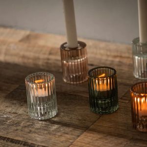 Candle Holder Glass 5x8cm (3 Colours)