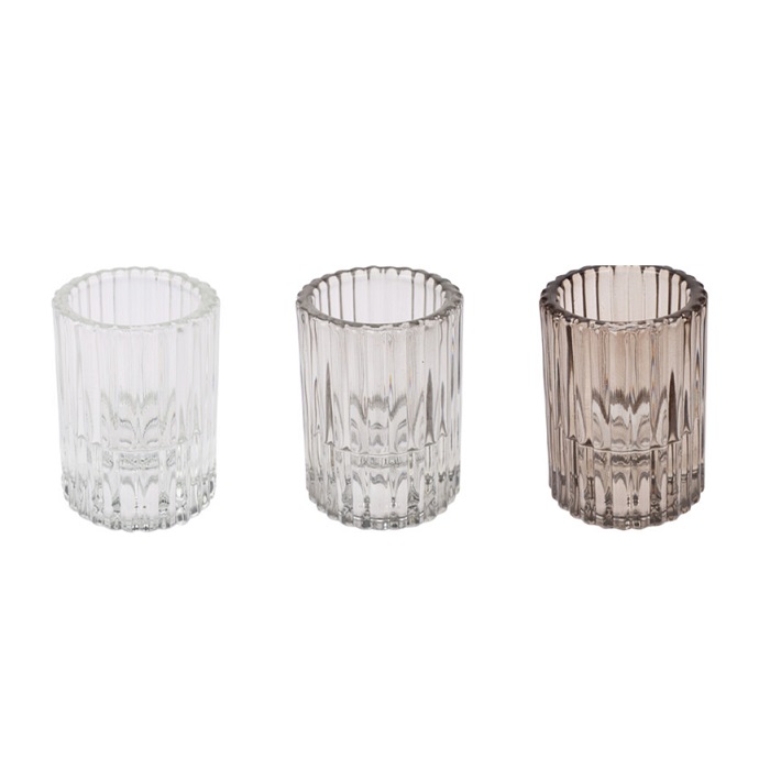 Candle Holder Glass 5x8cm (3 Colours) - Image 2