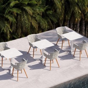 Table Moon Fixed 70x70cm Ivory White