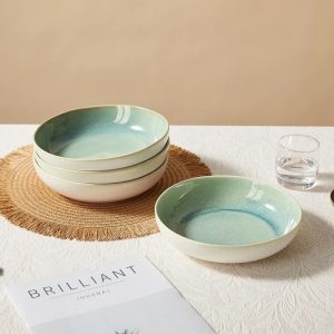 Tiffany Deep Plate 23cm Set 4 Pcs Green