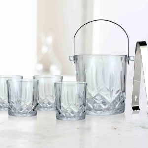 Drinking Glass with Ice Bucket Set 6 Pcs