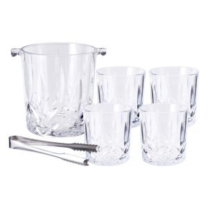Drinking Glass with Ice Bucket Set 6 Pcs
