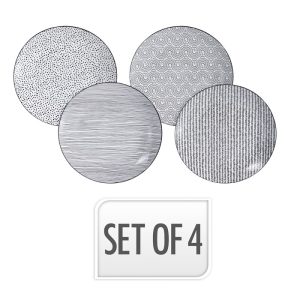Stencil Dinner Plate 27cm Set 4 Pcs Black
