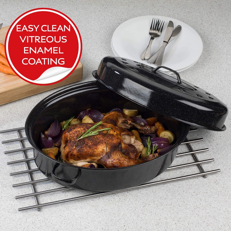 Russel Hobbs Enamel Selfbasting Roaster w/Lid 38cm - Image 4