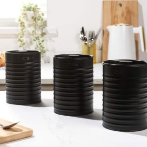 Russel Hobbs Ribbed 3 Pcs Canister Set Black