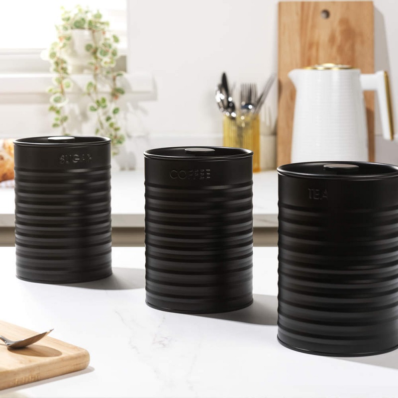 Russel Hobbs Ribbed 3 Pcs Canister Set Black