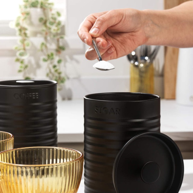 Russel Hobbs Ribbed 3 Pcs Canister Set Black - Image 3