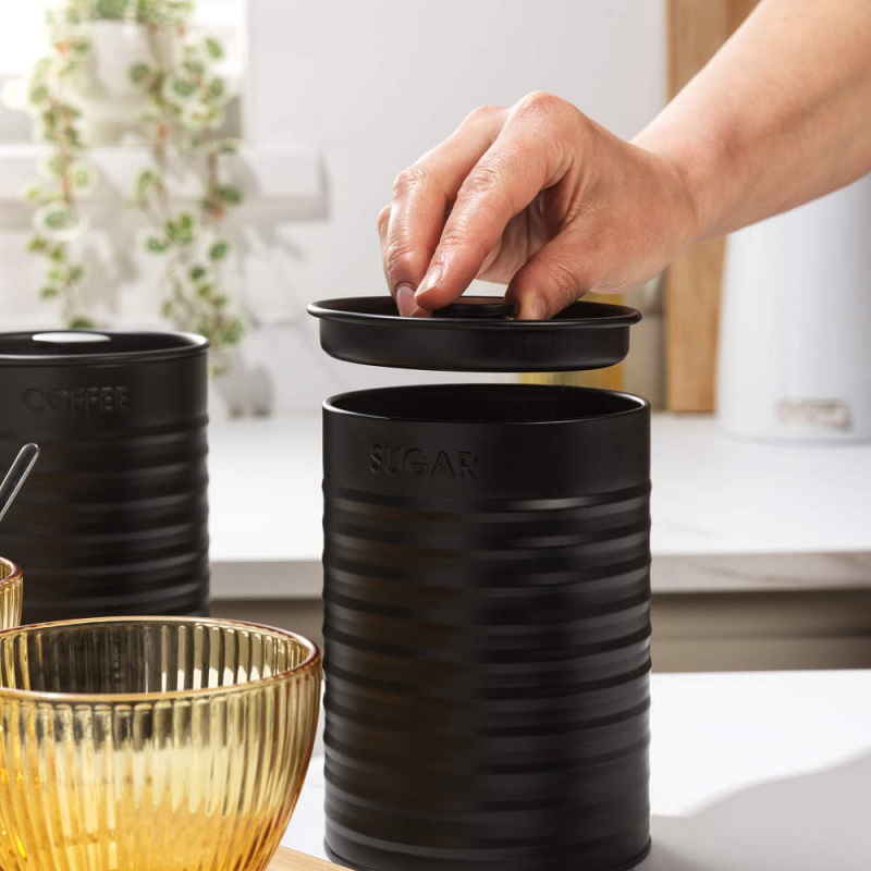 Russel Hobbs Ribbed 3 Pcs Canister Set Black - Image 4