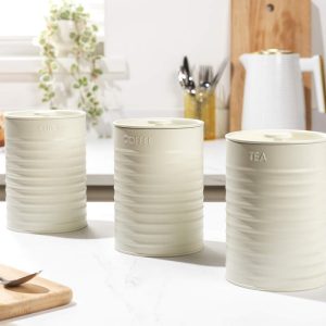 Russel Hobbs Ribbed 3 Pcs Canister Set Cream