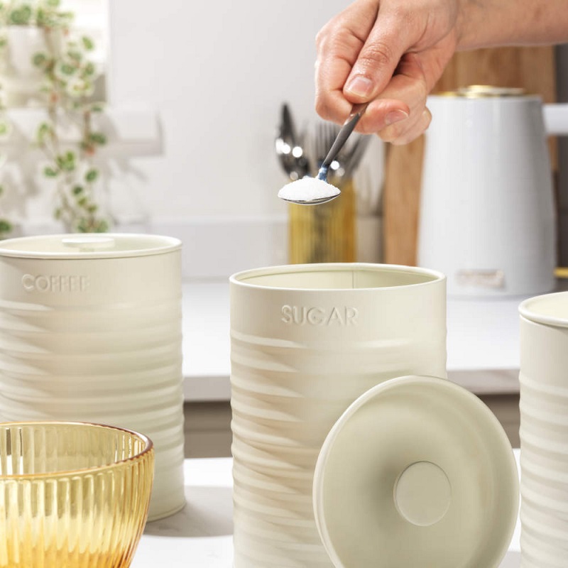 Russel Hobbs Ribbed 3 Pcs Canister Set Cream - Image 3