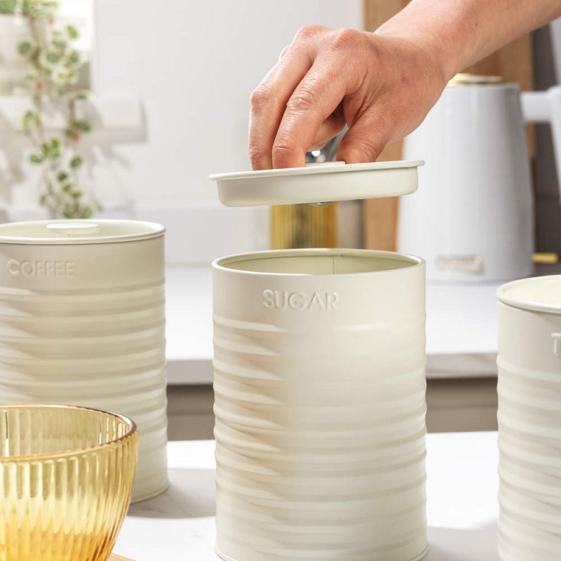 Russel Hobbs Ribbed 3 Pcs Canister Set Cream - Image 4