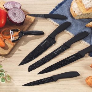 Russel Hobbs Black Marble 6 Pcs Knife & Peeler Set
