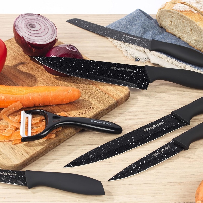 Russel Hobbs Black Marble 6 Pcs Knife & Peeler Set - Image 2