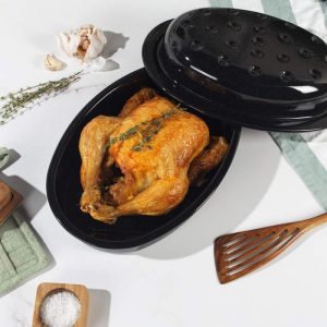 Salter Brilliance Enamel Oval Roaster w/Lid 33cm