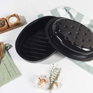 Salter Brilliance Enamel Oval Roaster w/Lid 33cm