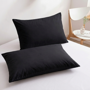 Luna Pillow Case Pair 50x76cm Black